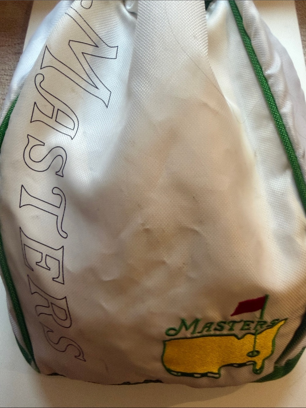 Masters White and Green Duffel Bag with Yellow Logo